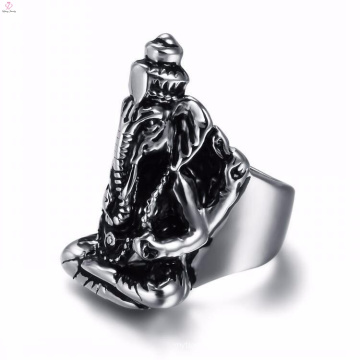 2017 neue edelstahl vintage elefanten silber ring für männer